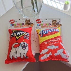 Fun Food Kitty Chips Catnip Toy - Red (2 Toys). 5.2 Inx 3.2 In